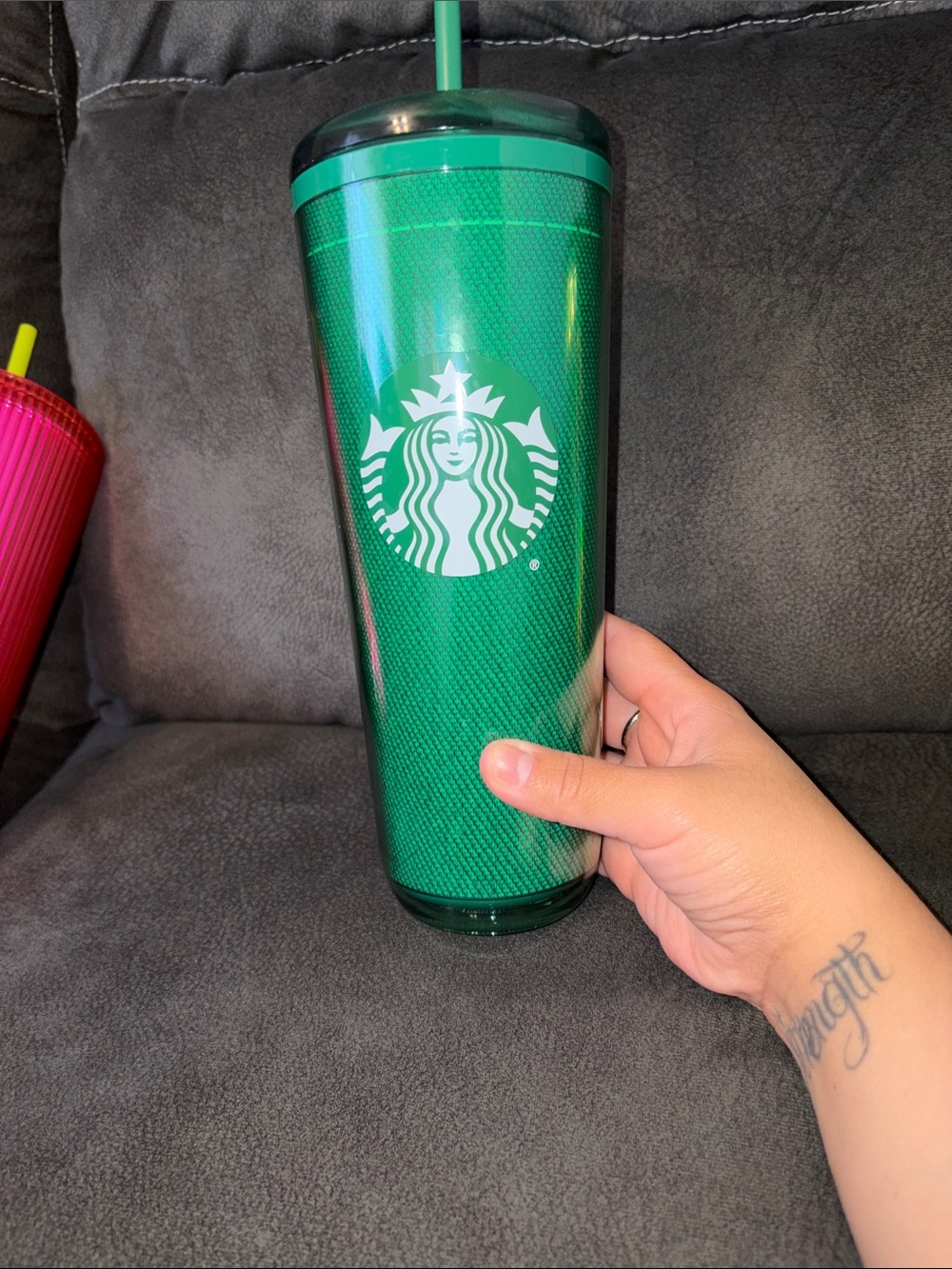 Starbucks Tall Reusable Cold Cups Trio in pink, two greens - Picture 4 of 8